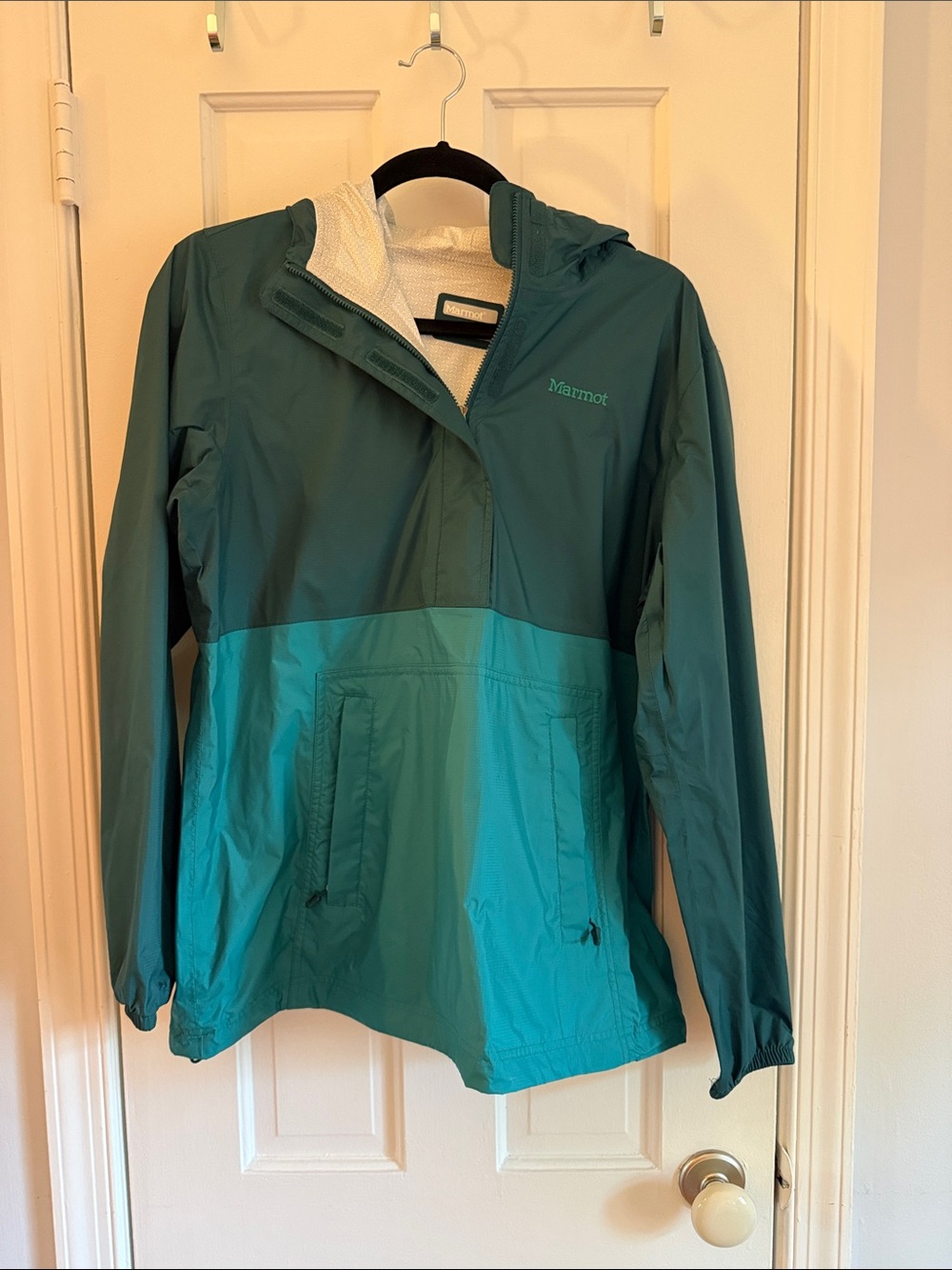 Marmot Teal Two-Tone Hooded Anorak Jacket